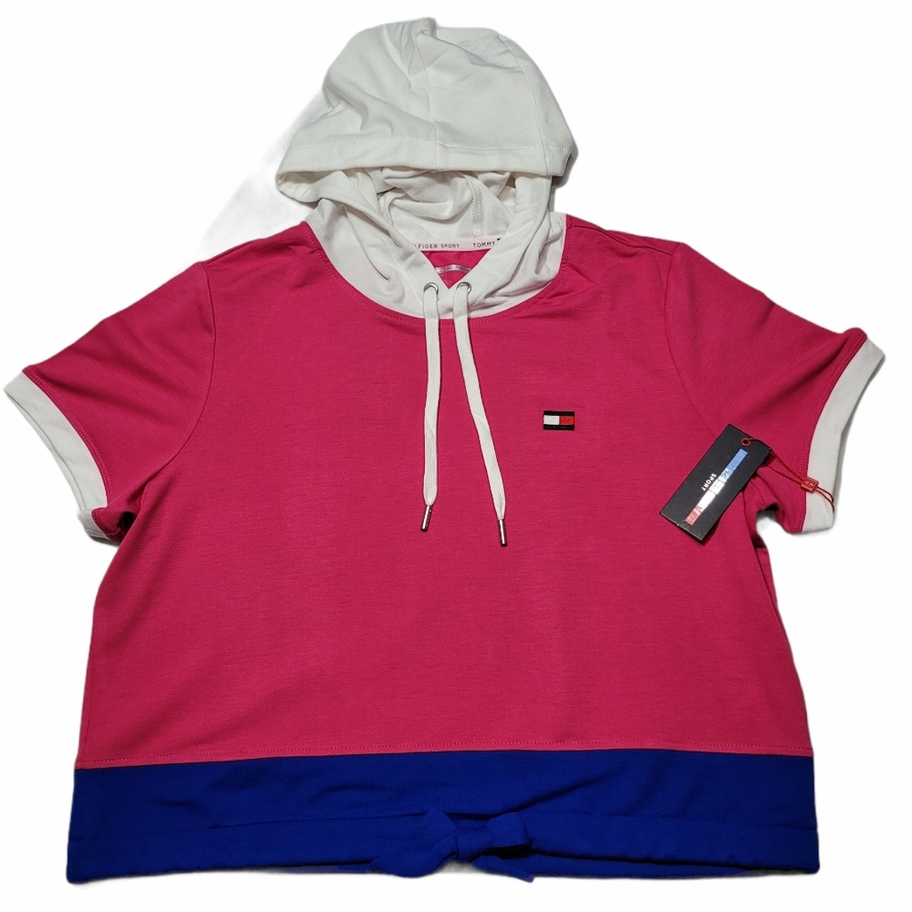 Tommy Hilfiger NWT Short Sleeve Hooded Crop XL